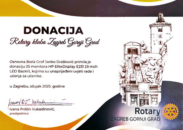 Donacija Rotary kluba Zagreb Gornji grad